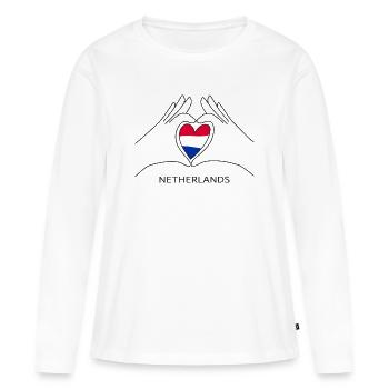 Cœur de supporter néerlandais avec drapeau néerlandais - T-shirt manches longues Premium bio Femme - blanc - Devant - Julia (174cm)