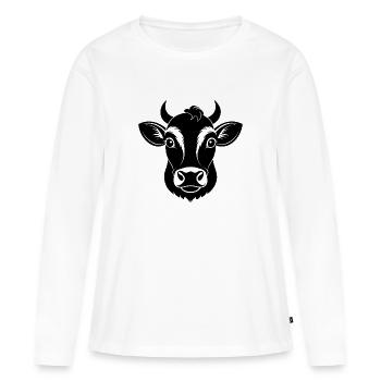 Tête de vache - T-shirt manches longues Premium bio Femme - blanc - Devant - Julia (174cm)