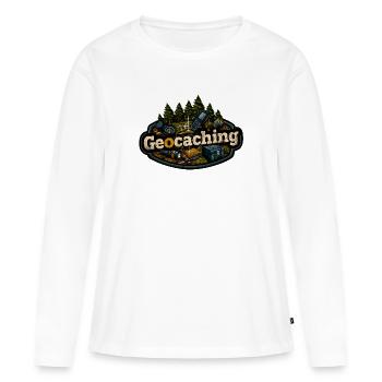 Géocaching - T-shirt manches longues Premium bio Femme - blanc - Devant - Julia (174cm)