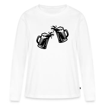 Bier Anstoßen Weizenbier - Frauen Premium Bio Langarmshirt - Weiß - Vorne - Julia (174cm)