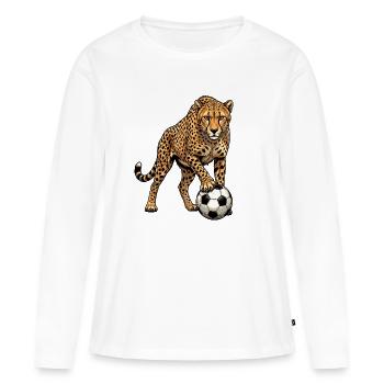 Leopard Soccer Striker - Women's Premium Organic Long Sleeve Shirt - white - Front - Julia (174cm)