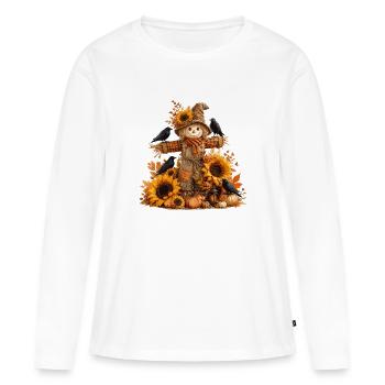 Herbstliche Sonnenblumen-Ernte - Frauen Premium Bio Langarmshirt - Weiß - Vorne - Julia (174cm)