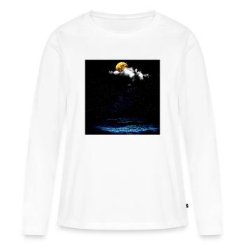 Mondbeschienene Ozean-Nachtlandschaft - Frauen Premium Bio Langarmshirt - Weiß - Vorne - Julia (174cm)