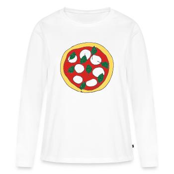 Pizza Margherita basilic - T-shirt manches longues Premium bio Femme - blanc - Devant - Julia (174cm)