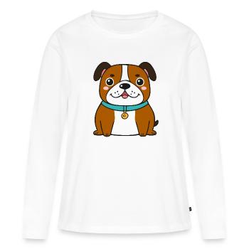 Bouledogue Câlin (bande dessinée) - T-shirt manches longues Premium bio Femme - blanc - Devant - Julia (174cm)