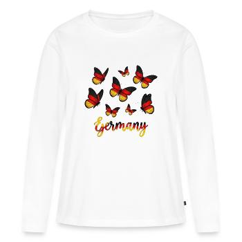 Germany Butterflies Gradient Script - Women's Premium Organic Long Sleeve Shirt - white - Front - Julia (174cm)