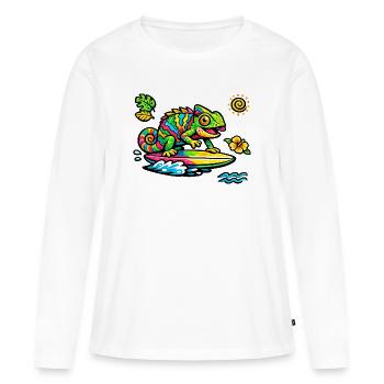 Bunter Chamäleon Surfkunst - Frauen Premium Bio Langarmshirt - Weiß - Vorne - Julia (174cm)