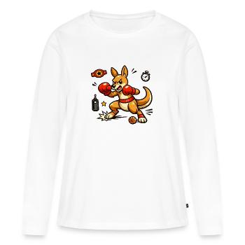 Dessin animé Kangaroo Boxing Match : Coup de poing puissant - T-shirt manches longues Premium bio Femme - blanc - Devant - Julia (174cm)
