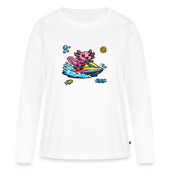 Axolotl Jet Ski Neon Splash - Frauen Premium Bio Langarmshirt - Weiß - Vorne - Julia (174cm)
