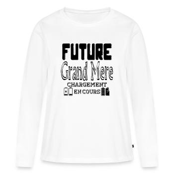 Future Grand Mère Chargement En Cours - T-shirt manches longues Premium bio Femme - blanc - Devant - Julia (174cm)
