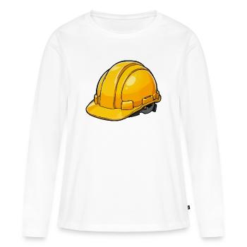 Casque de construction jaune style dessin animé - T-shirt manches longues Premium bio Femme - blanc - Devant - Julia (174cm)