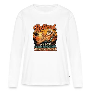 Patron à la retraite : Congé permanent - T-shirt manches longues Premium bio Femme - blanc - Devant - Julia (174cm)