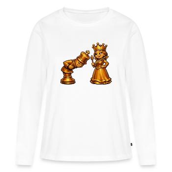 Échecs - T-shirt manches longues Premium bio Femme - blanc - Devant - Julia (174cm)