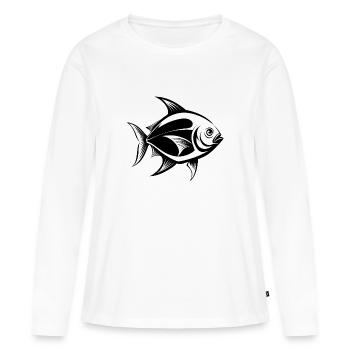 Poisson Pompano doré - T-shirt manches longues Premium bio Femme - blanc - Devant - Julia (174cm)
