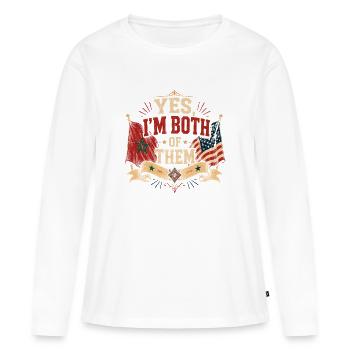 Les deux : identité des États-Unis et du Maroc - T-shirt manches longues Premium bio Femme - blanc - Devant - Julia (174cm)