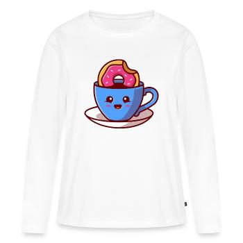 Encouragement de la Coupe Kawaii Donut - T-shirt manches longues Premium bio Femme - blanc - Devant - Julia (174cm)
