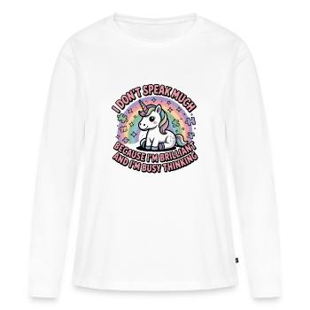 Je ne parle pas beaucoup parce que je suis brillant et je - T-shirt manches longues Premium bio Femme - blanc - Devant - Julia (174cm)