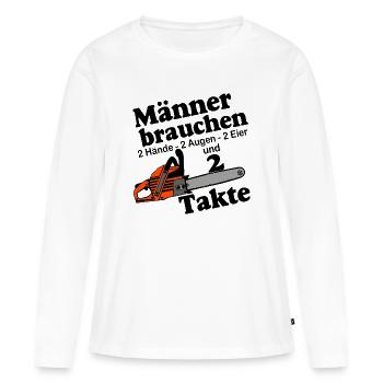 Motorsäge - Männer brauchen zwei Takte Chainsaw - Frauen Premium Bio Langarmshirt - Weiß - Vorne - Julia (174cm)