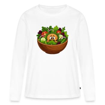 Bol de burgers à salade - T-shirt manches longues Premium bio Femme - blanc - Devant - Julia (174cm)