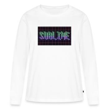 SUBLIME 3D Pixel Typografie | Retro-80er-Drahtgitter - Frauen Premium Bio Langarmshirt - Weiß - Vorne - Julia (174cm)