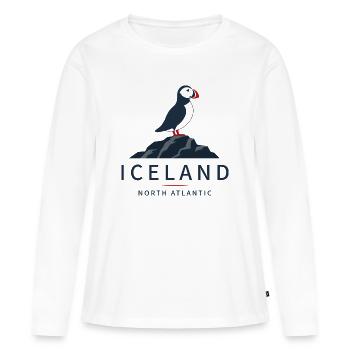 Macareux d’Islande de l’Atlantique Nord - T-shirt manches longues Premium bio Femme - blanc - Devant - Julia (174cm)