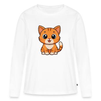 Câlin, Chaton Sunpaw - T-shirt manches longues Premium bio Femme - blanc - Devant - Julia (174cm)
