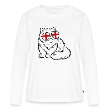 Refroidisseur de lunettes de soleil pour chat avec drapeau anglais - T-shirt manches longues Premium bio Femme - blanc - Devant - Julia (174cm)