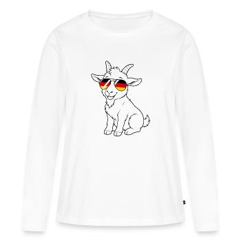 Drapeau allemand Chèvre Allemagne Allemagne Chèvre - T-shirt manches longues Premium bio Femme - blanc - Devant - Julia (174cm)