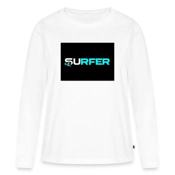Logo de texte néon Surfer - T-shirt manches longues Premium bio Femme - blanc - Devant - Julia (174cm)