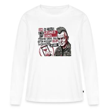 rester jeunes et cons - T-shirt manches longues Premium bio Femme - blanc - Devant - Julia (174cm)
