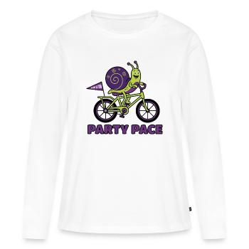 T-shirt drôle de vélo Snail Party Pace - T-shirt manches longues Premium bio Femme - blanc - Devant - Julia (174cm)