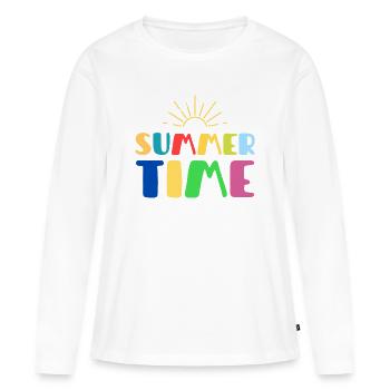 Été en couleurs: Temps estival - T-shirt manches longues Premium bio Femme - blanc - Devant - Julia (174cm)