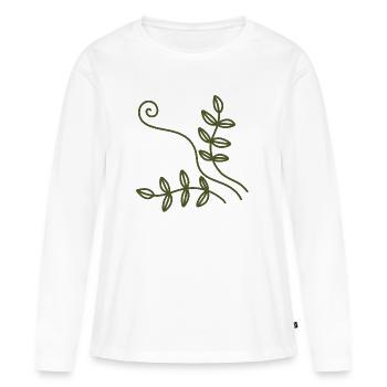 Art en ligne Olive Vine - T-shirt manches longues Premium bio Femme - blanc - Devant - Julia (174cm)