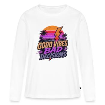 Ambiances rétro : Des décisions heureuses mais de mauvaises décisions - T-shirt manches longues Premium bio Femme - blanc - Devant - Julia (174cm)