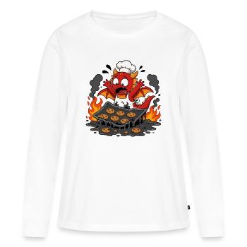 Fire Dragon Cook - Women's Premium Organic Long Sleeve Shirt - white - Front - Julia (174cm)