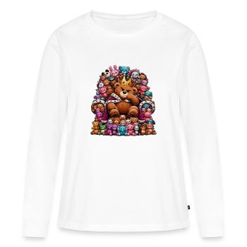 Ours en peluche royal avec cour - T-shirt manches longues Premium bio Femme - blanc - Devant - Julia (174cm)