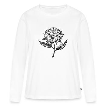 Fleur de laurier de montagne - T-shirt manches longues Premium bio Femme - blanc - Devant - Julia (174cm)