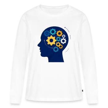 Kopf voller Zahnräder - Frauen Premium Bio Langarmshirt - Weiß - Vorne - Julia (174cm)