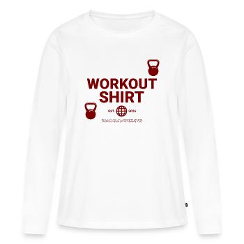 Workout Shirt - Frauen Premium Bio Langarmshirt - Weiß - Vorne - Julia (174cm)