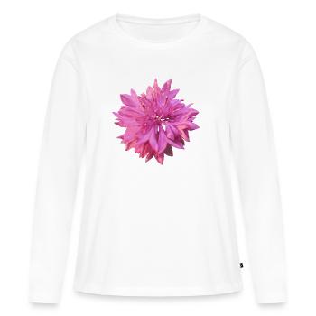 Pink cornflower - Women's Premium Organic Long Sleeve Shirt - white - Front - Julia (174cm)