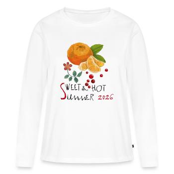 Doux été 2026 - T-shirt manches longues Premium bio Femme - blanc - Devant - Julia (174cm)