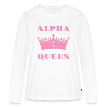 ALPHA QUEEN - POWER GIRL WOMAN POWERBOTTOM - Women's Premium Organic Long Sleeve Shirt - white - Front - Julia (174cm)