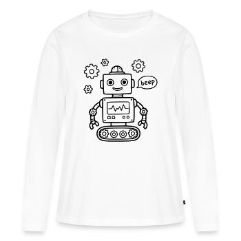 Robot Bip Artisan technologique pour l’anniversaire des enfants - T-shirt manches longues Premium bio Femme - blanc - Devant - Julia (174cm)