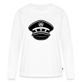 Chapeau de capitaine de la marine - T-shirt manches longues Premium bio Femme - blanc - Devant - Julia (174cm)