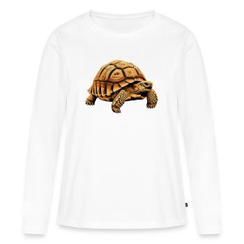 große Landschildkröte, detailreiches motiv - Frauen Premium Bio Langarmshirt - Weiß - Vorne - Julia (174cm)