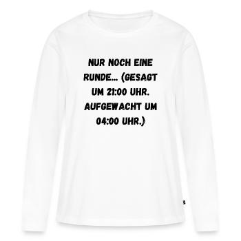 ​Lustiger Gamer Spruch Nur noch eine Runde  - Frauen Premium Bio Langarmshirt - Weiß - Vorne - Julia (174cm)