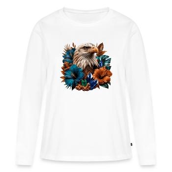 Aigles dans la forêt de fleurs et de cristal - T-shirt manches longues Premium bio Femme - blanc - Devant - Julia (174cm)