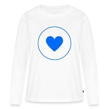 Cercle du Cœur Bleu | Conception minimale - T-shirt manches longues Premium bio Femme - blanc - Devant - Julia (174cm)