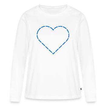 Blue Heart | Minimal Line Art - Women's Premium Organic Long Sleeve Shirt - white - Front - Julia (174cm)