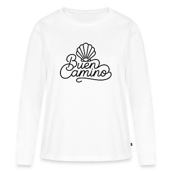 Buen Camino – Saint Jacques de Compostelle - T-shirt manches longues Premium bio Femme - blanc - Devant - Julia (174cm)